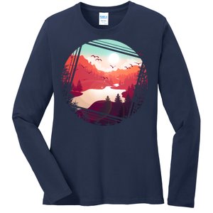 Wilderness Nature Scenery Ladies Long Sleeve Shirt