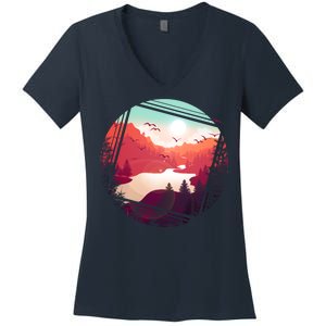 Wilderness Nature Scenery Women's V-Neck T-Shirt