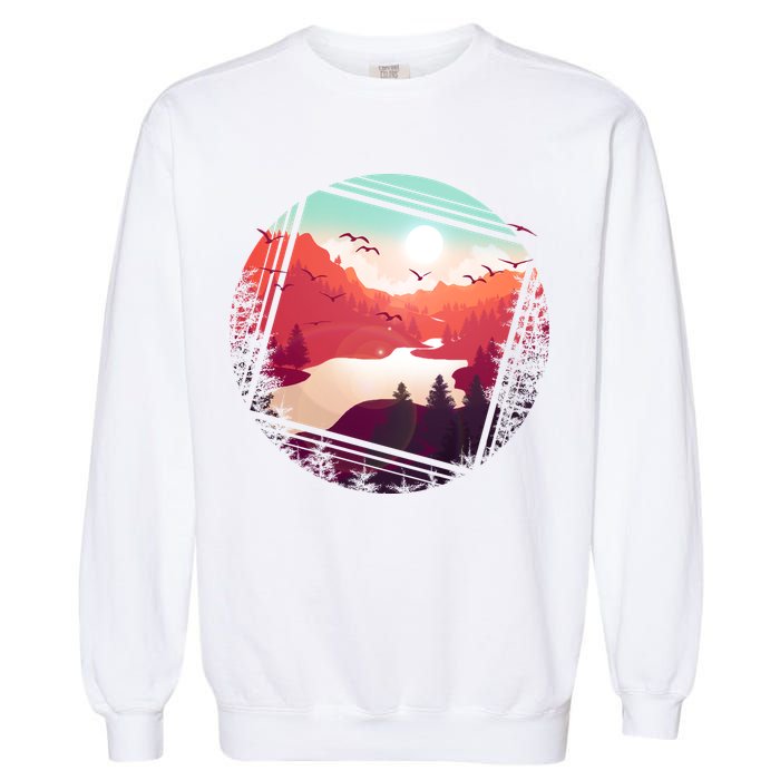 Wilderness Nature Scenery Garment-Dyed Sweatshirt
