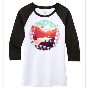 Wilderness Nature Scenery Women's Tri-Blend 3/4-Sleeve Raglan Shirt