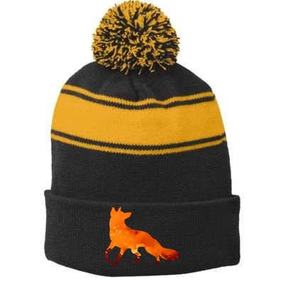 Wildfire Fox Stripe Pom Pom Beanie