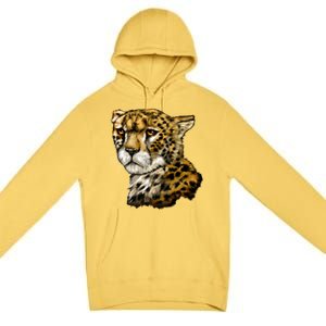 Wildlife - Big Face Cheetah Portrait Premium Pullover Hoodie