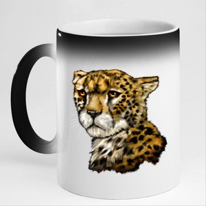 Wildlife - Big Face Cheetah Portrait 11oz Black Color Changing Mug