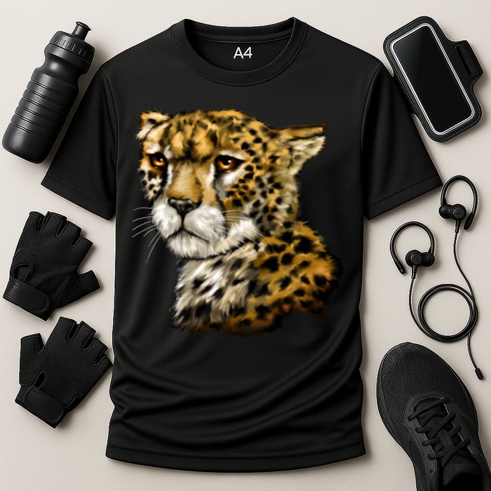Wildlife - Big Face Cheetah Portrait Cooling Performance Crew T-Shirt
