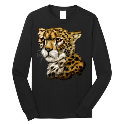 Wildlife - Big Face Cheetah Portrait Long Sleeve Shirt