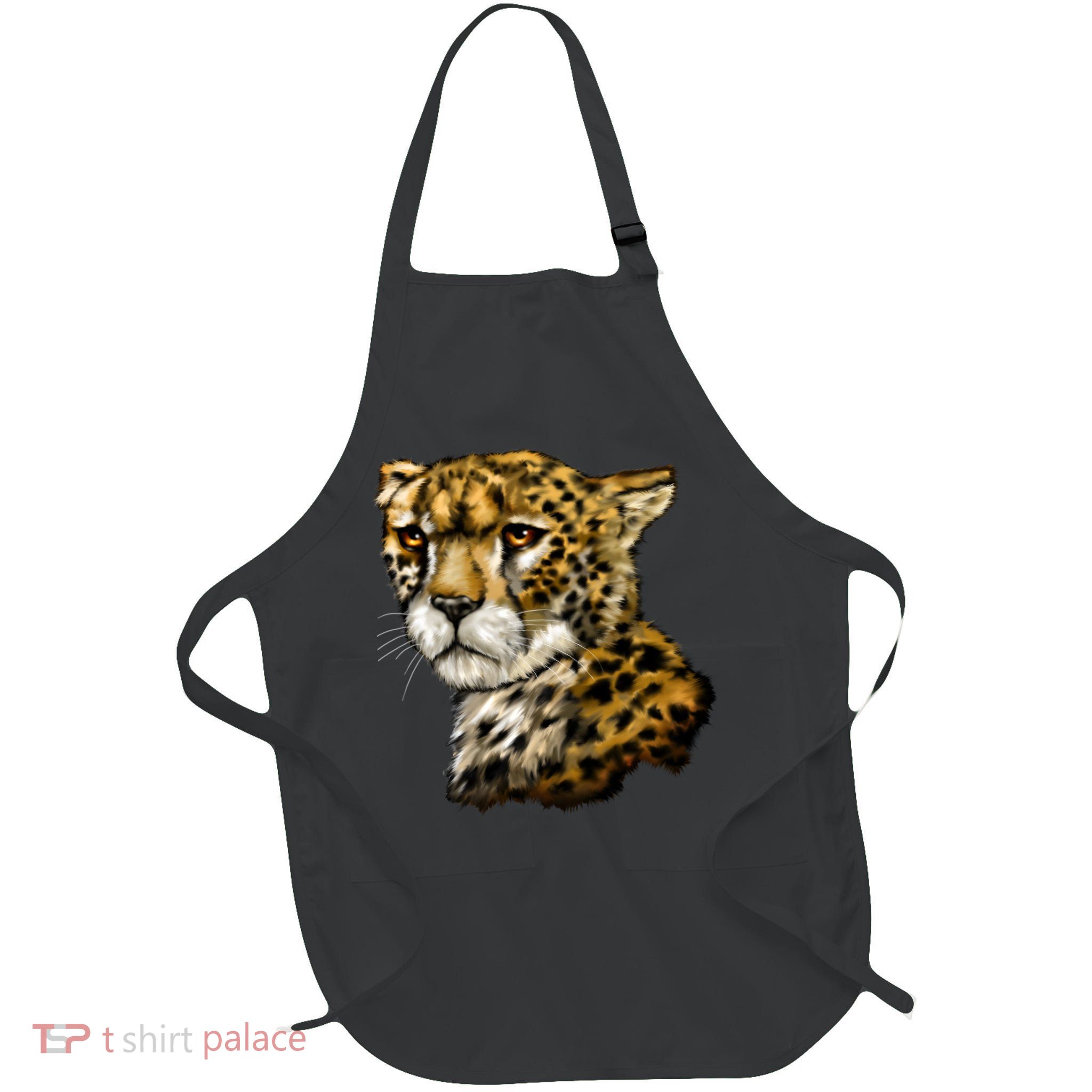 Wildlife - Big Face Cheetah Portrait Full-Length Apron With Pockets