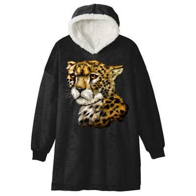 Wildlife - Big Face Cheetah Portrait Hooded Wearable Blanket