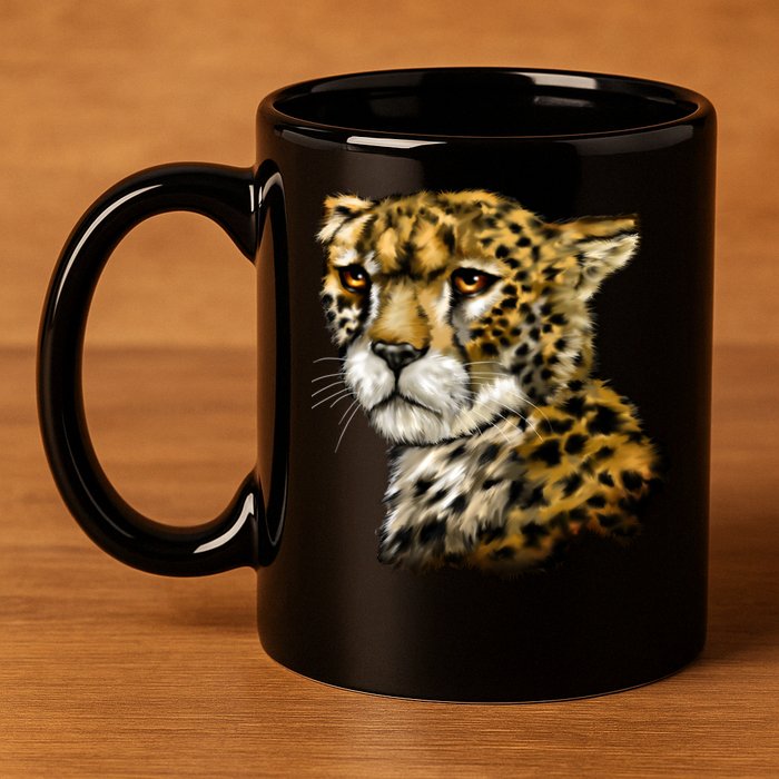 Wildlife - Big Face Cheetah Portrait 11oz C Handle Ceramic Mug