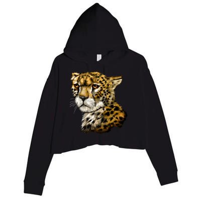 Wildlife - Big Face Cheetah Portrait Crop Fleece Hoodie