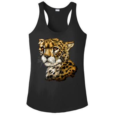 Wildlife - Big Face Cheetah Portrait Ladies PosiCharge Competitor Racerback Tank