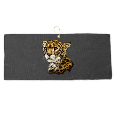 Wildlife - Big Face Cheetah Portrait Large Microfiber Waffle Golf Towel