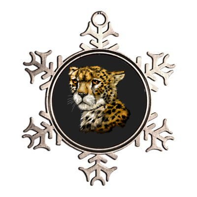 Wildlife - Big Face Cheetah Portrait Metallic Star Ornament