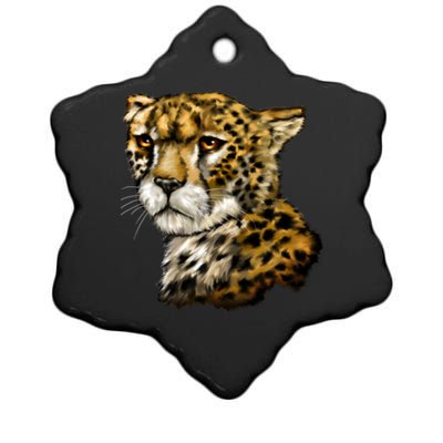 Wildlife - Big Face Cheetah Portrait Ceramic Star Ornament