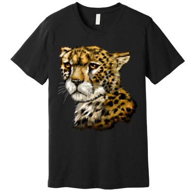 Wildlife - Big Face Cheetah Portrait Premium T-Shirt