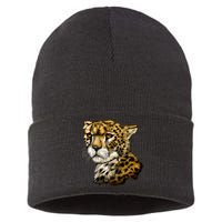 Wildlife - Big Face Cheetah Portrait Sustainable Knit Beanie