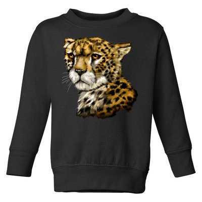 Wildlife - Big Face Cheetah Portrait Toddler Sweatshirt