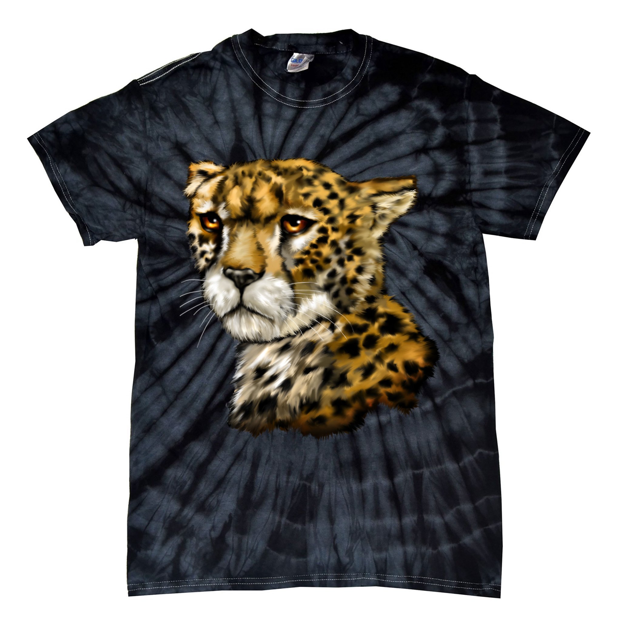 Wildlife - Big Face Cheetah Portrait Tie-Dye T-Shirt