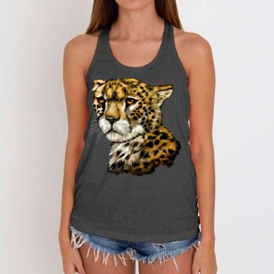 Wildlife - Big Face Cheetah Portrait Women's Knotted Racerback Tank