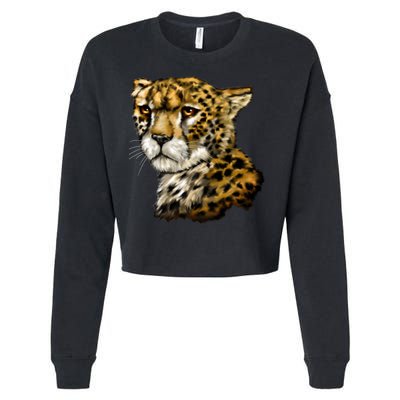 Wildlife - Big Face Cheetah Portrait Cropped Pullover Crew