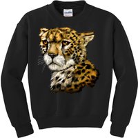 Wildlife - Big Face Cheetah Portrait Kids Sweatshirt