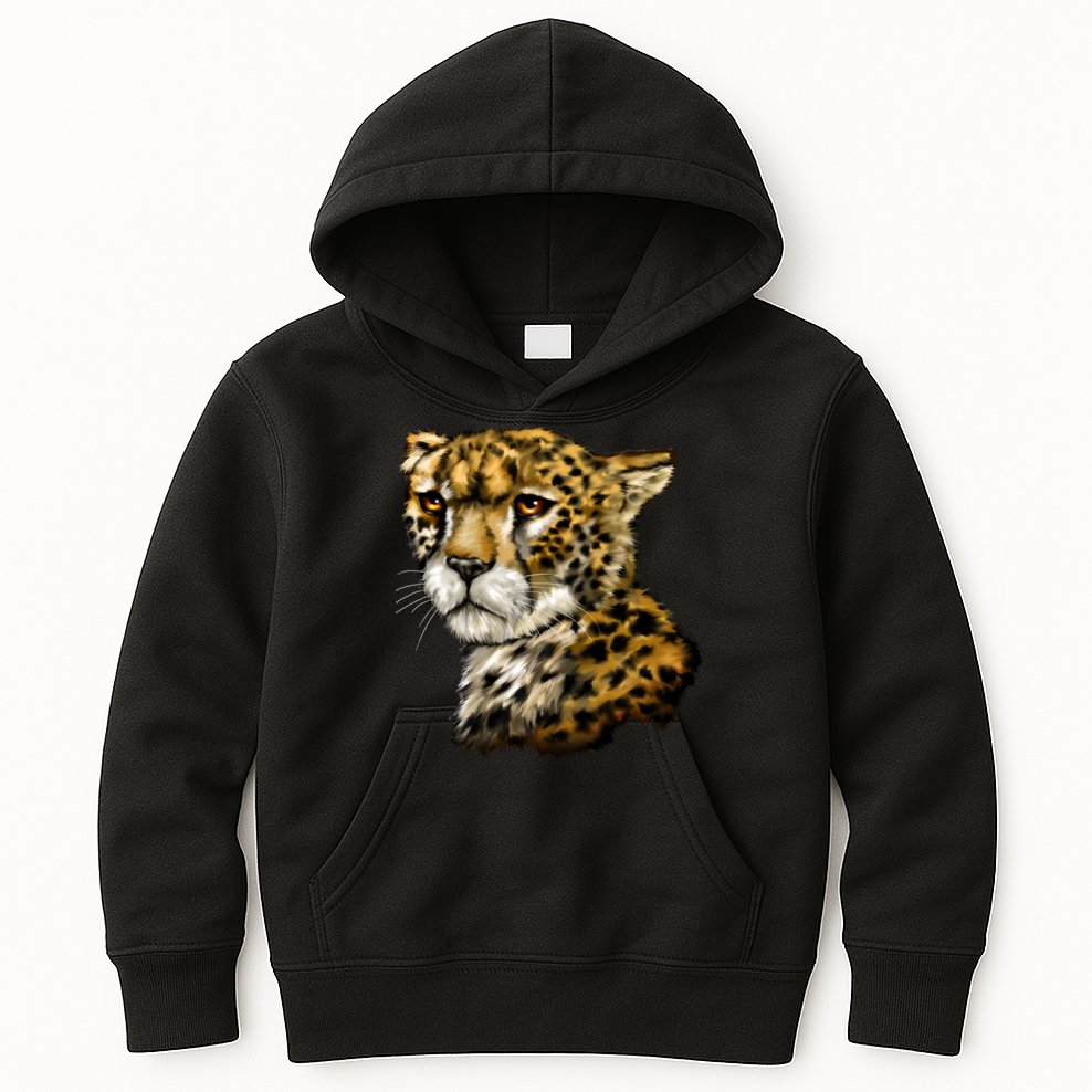 Wildlife - Big Face Cheetah Portrait Kids Hoodie