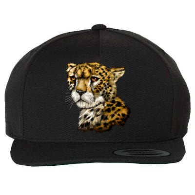 Wildlife - Big Face Cheetah Portrait Wool Snapback Cap