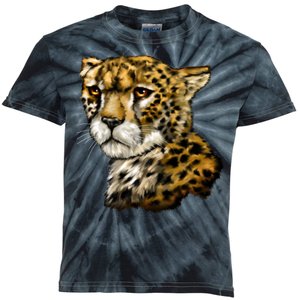 Wildlife - Big Face Cheetah Portrait Kids Tie-Dye T-Shirt