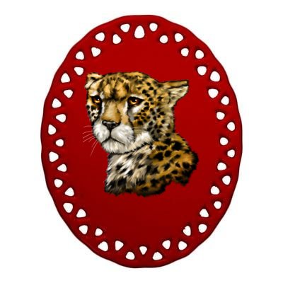 Wildlife - Big Face Cheetah Portrait Ceramic Oval Ornament