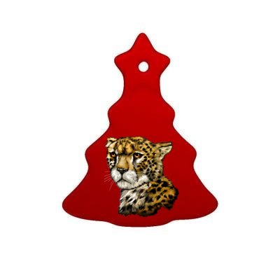 Wildlife - Big Face Cheetah Portrait Ceramic Tree Ornament