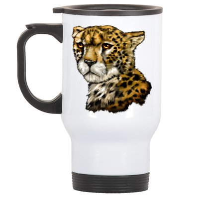 Wildlife - Big Face Cheetah Portrait Stainless Steel Travel Mug