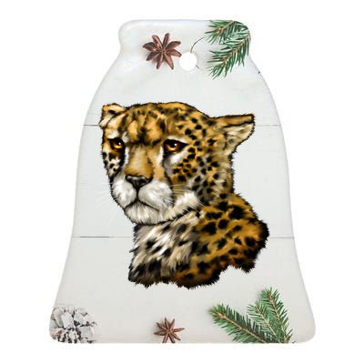 Wildlife - Big Face Cheetah Portrait Ceramic Bell Ornament