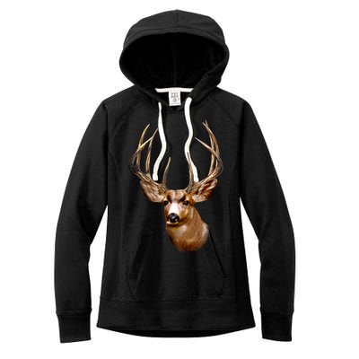 Wildlife - Big Face Deer Head Portrait Women's Fleece Hoodie