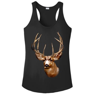 Wildlife - Big Face Deer Head Portrait Ladies PosiCharge Competitor Racerback Tank