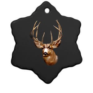 Wildlife - Big Face Deer Head Portrait Ceramic Star Ornament