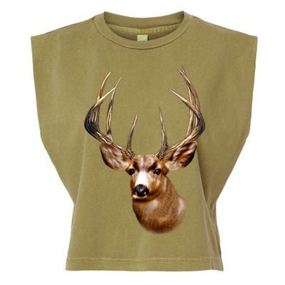 Wildlife - Big Face Deer Head Portrait Garment-Dyed Women's Muscle Tee