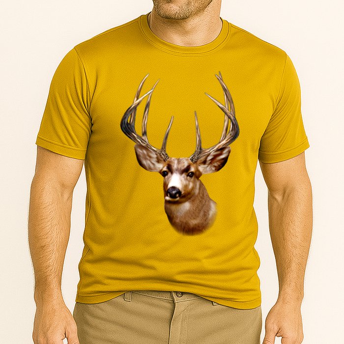 Wildlife - Big Face Deer Head Portrait Cooling Performance Crew T-Shirt