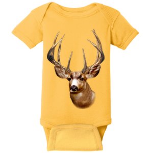 Wildlife - Big Face Deer Head Portrait Baby Bodysuit