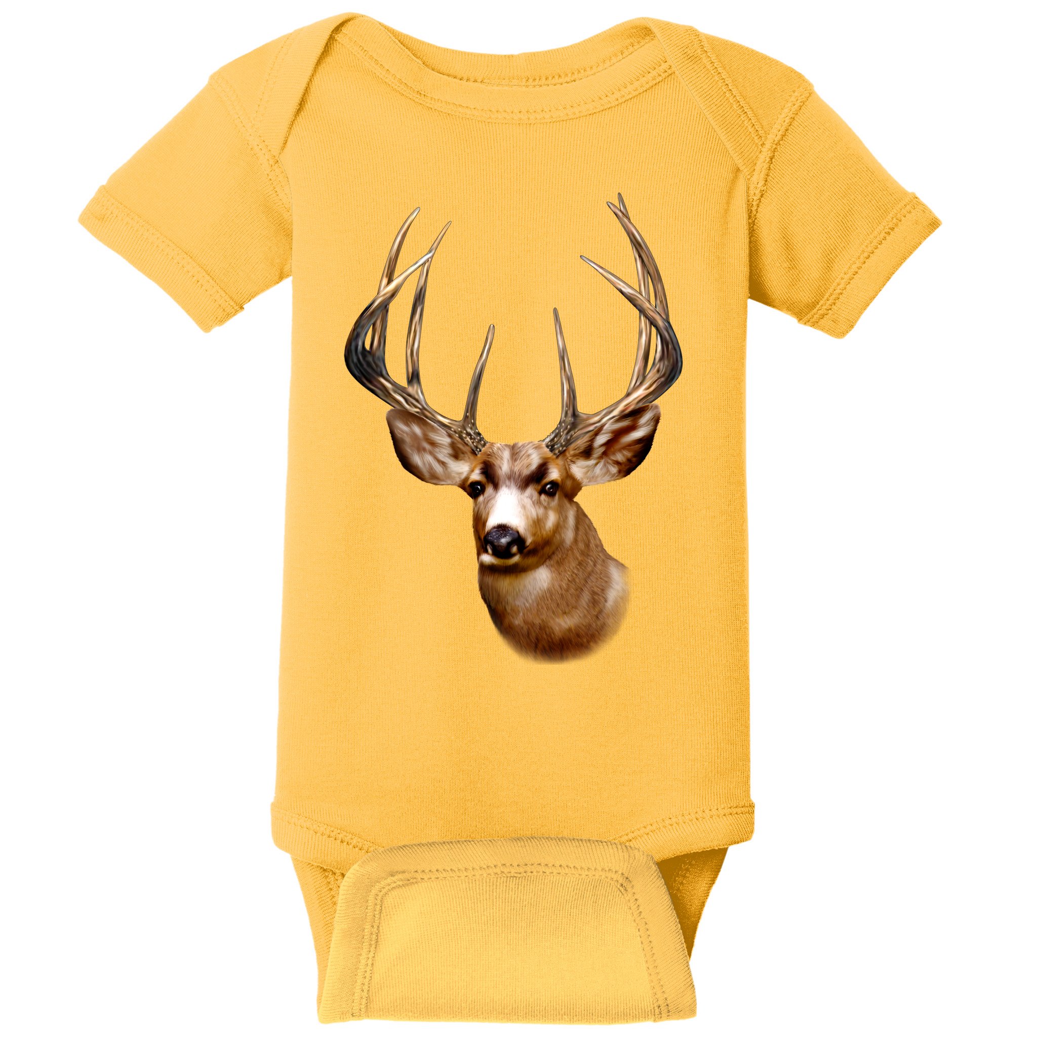Wildlife - Big Face Deer Head Portrait Baby Bodysuit