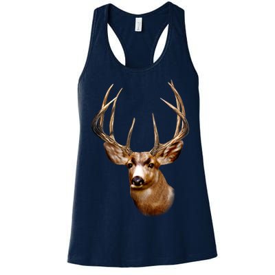 Wildlife - Big Face Deer Head Portrait Women's Racerback Tank