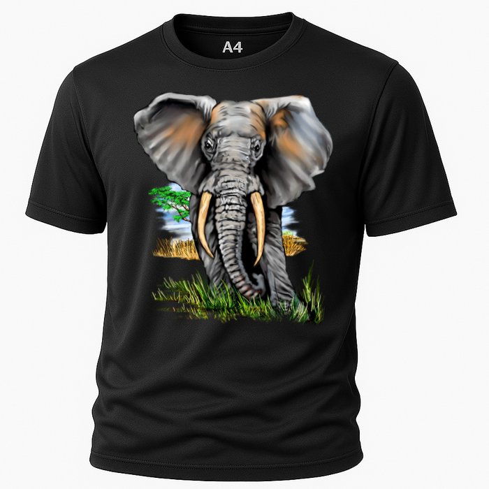 Wildlife - Big Face Elephant Portrait Cooling Performance Crew T-Shirt