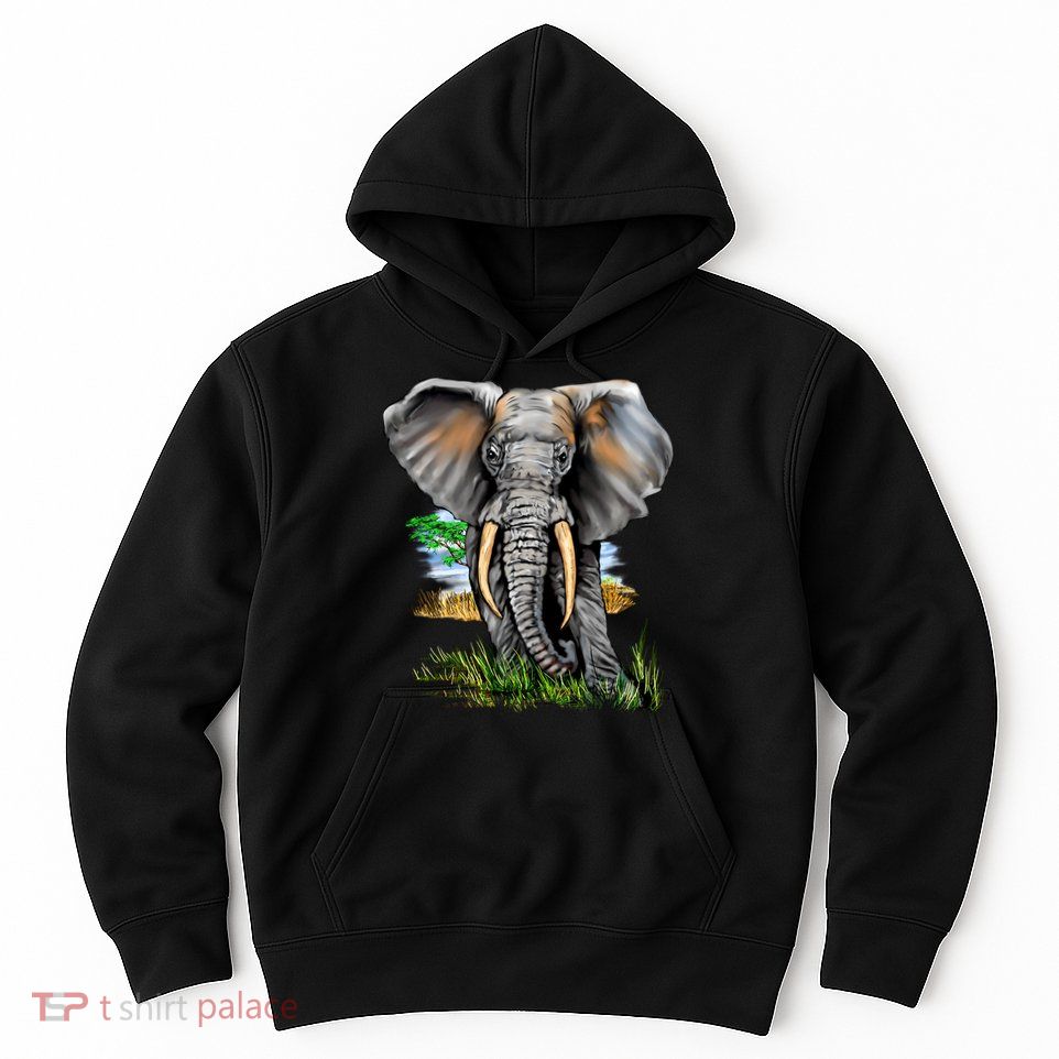 Wildlife - Big Face Elephant Portrait Hoodie