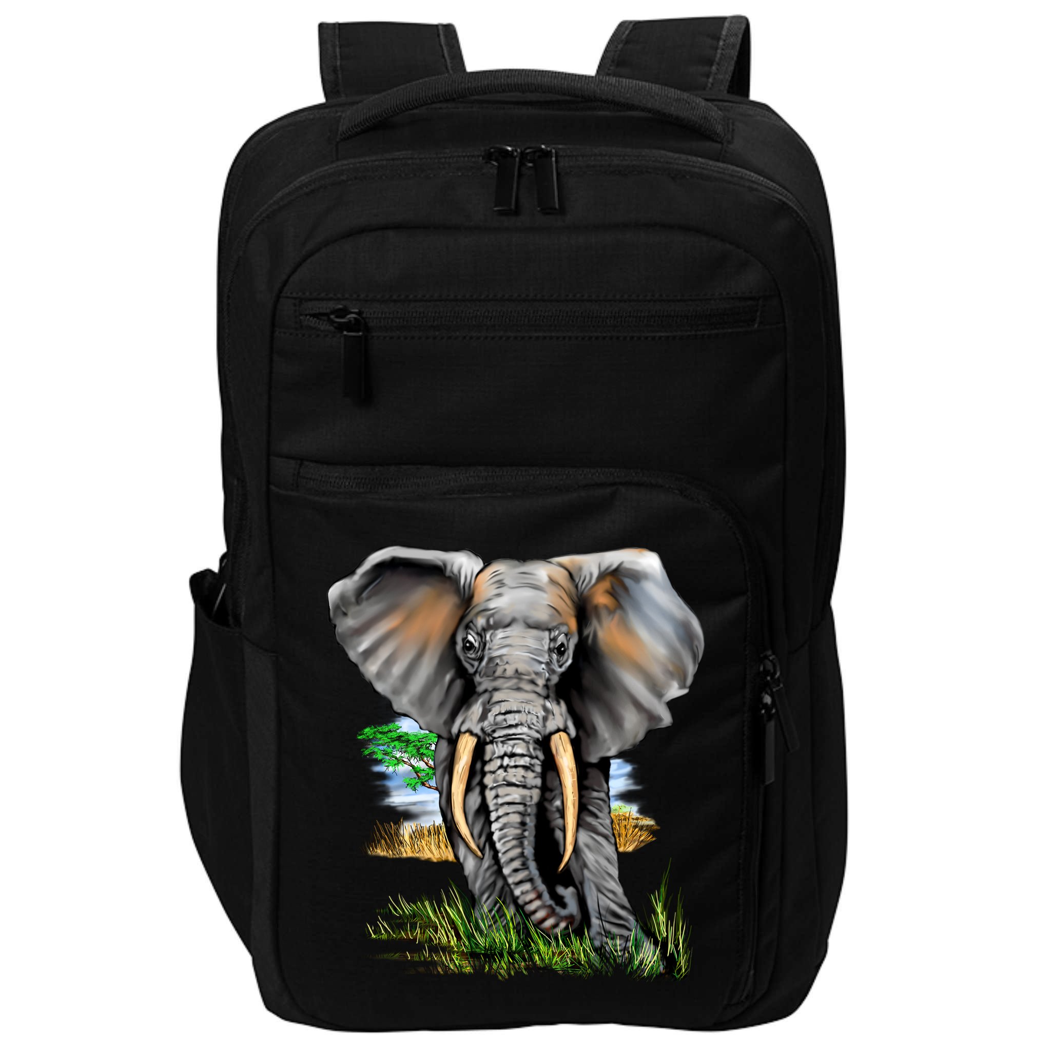 Wildlife - Big Face Elephant Portrait Impact Tech Backpack