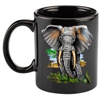 Wildlife - Big Face Elephant Portrait 11oz C Handle Ceramic Mug