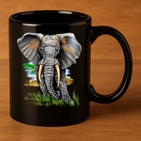 Wildlife - Big Face Elephant Portrait 11oz C Handle Ceramic Mug
