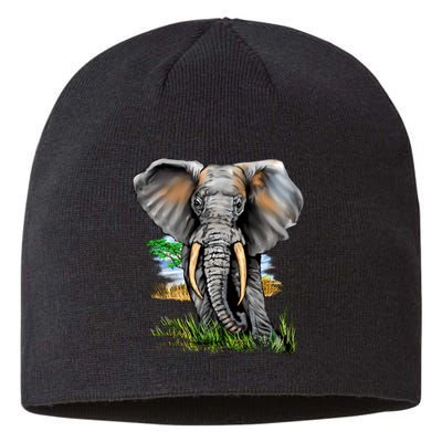 Wildlife - Big Face Elephant Portrait Sustainable Beanie