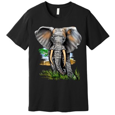 Wildlife - Big Face Elephant Portrait Premium T-Shirt