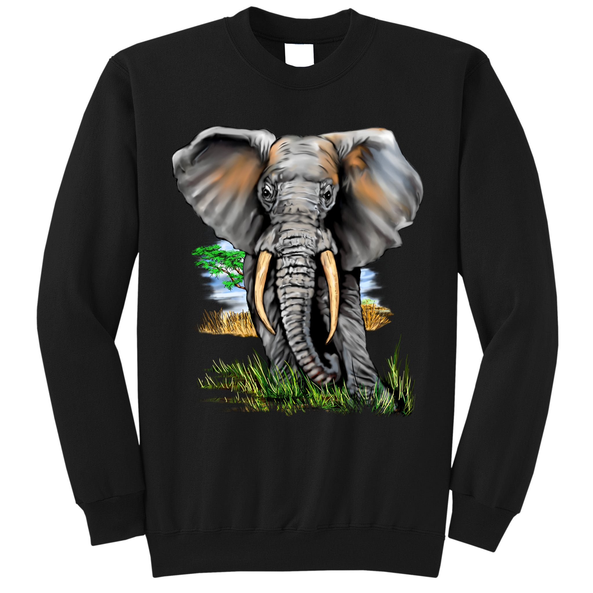 Wildlife - Big Face Elephant Portrait Tall Sweatshirt
