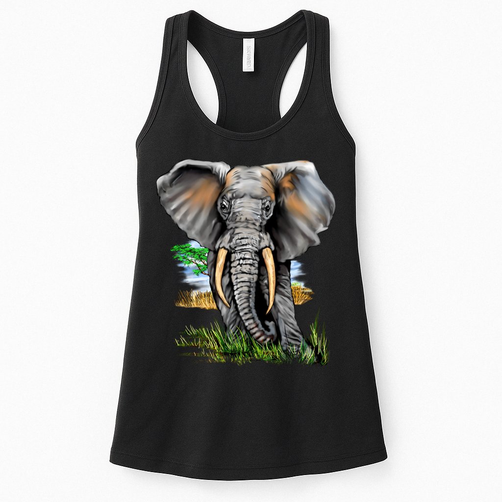 Wildlife - Big Face Elephant Portrait Womens Tank Top
