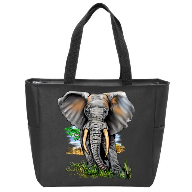 Wildlife - Big Face Elephant Portrait Zip Tote Bag