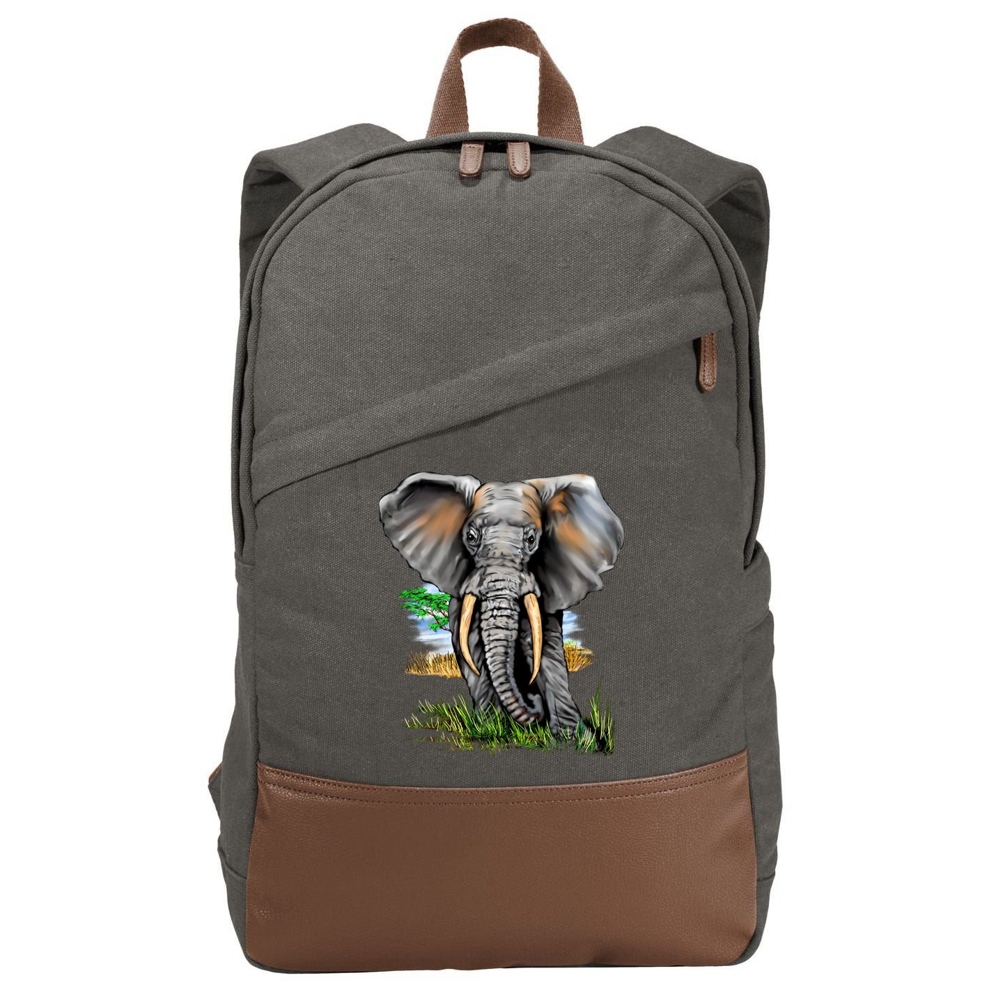 Wildlife - Big Face Elephant Portrait Cotton Canvas Backpack